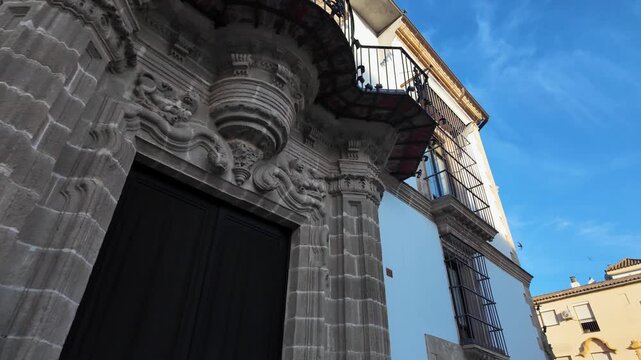 Frontage of a historic mansion building, Jerez de la Frontera, Andalusia, Spain