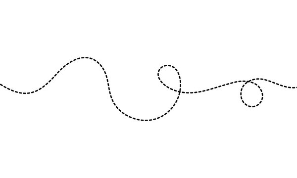 Dashed line bee flight path trail element set isolated on white background with simple vector decorative design for map tracking or movement direction animation illustration showing curved motion.
