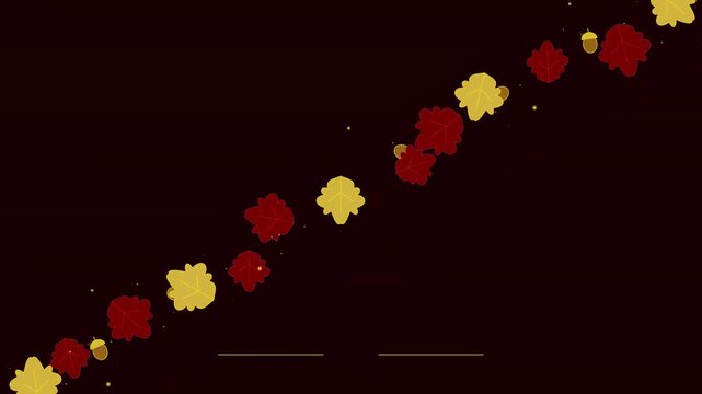 Stylized Autumn Leaves and Acorns Diagonal Background
