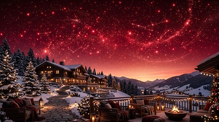 Obraz premium Christmas Tree in a City at Night with Festive Lights, Urban Skyline, Illuminated Buildings, River and Bridge Under a Magical Winter Sky