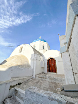Panoramic view of Santorini, Cyclades Island, Greece. Beatuiful Oia village.