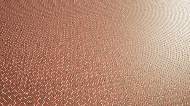 Concept or conceptual vintage or grungy brown background of brick texture floor as a retro pattern layout. A 3d illustration for construction, architecture, urban and interior design