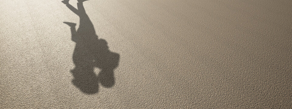 Concept or conceptual background of floor texture surface with a human shadow as silhouette. A 3d illustration metaphor to young childhood education, fun happy family child parent relationship design