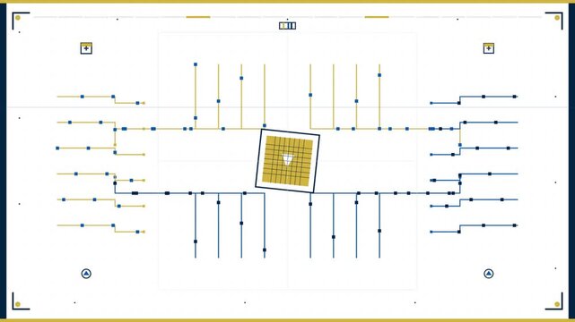 Digital microchip circuit board interface on white background