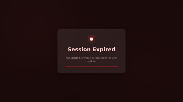 Session Expired Notice With Clock Icon On Dark Maroon Background