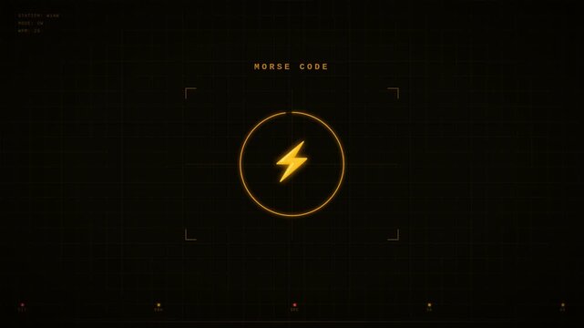 Yellow Morse Code Station Displays Lightning Bolt Through Glitch Grid