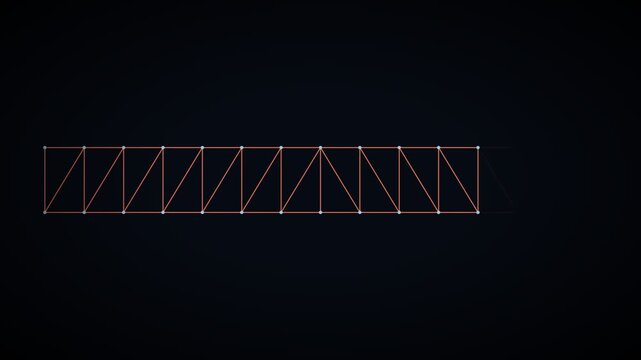 Wireframe Geometric Truss With Triangular Lattice On Dark Navy