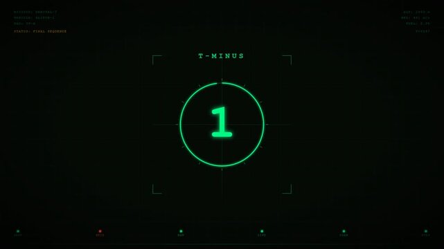 Sci Fi Mission Hud Countdown Showing Green Reticle And Telemetry