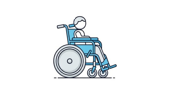 Person in wheelchair icon, flat vector illustration