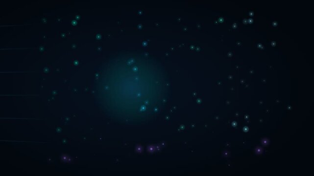 Bioluminescent Cyan Particles Drift Dark Void