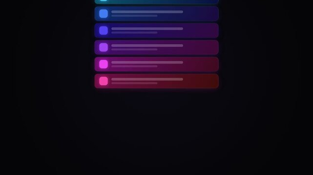 Scroll Reveal List Of Glowing Neon Items Interactive UI Animation