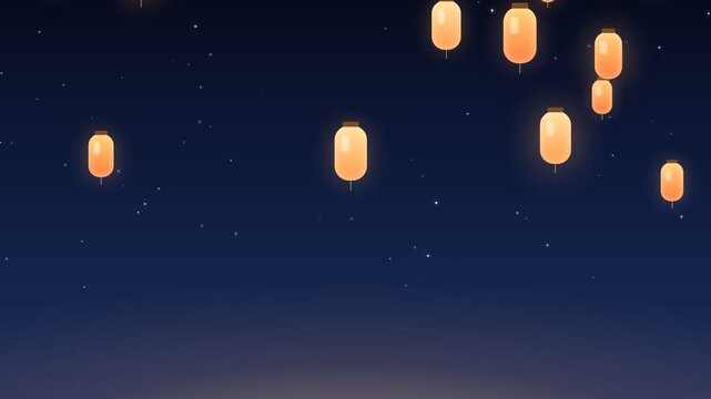 Cobalt Paper Lanterns Drift Starry Night Glow
