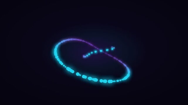 Loop Glowing Particles Orbital Energy Floating In Dark Abstract