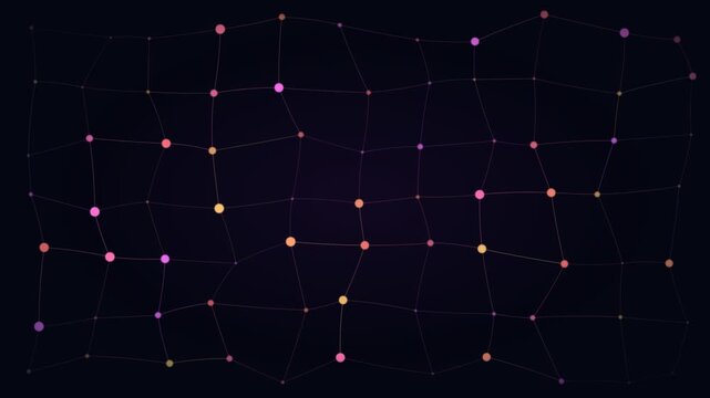 Network Mesh Node Link Graph With Purple Glow On Dark