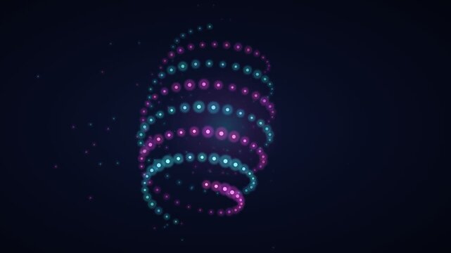 Helix Glowing Particles Orbital Energy Floating In Dark