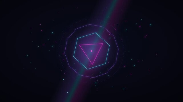 Geometric Glowing Abstract Digital Geometric In Dark Modern