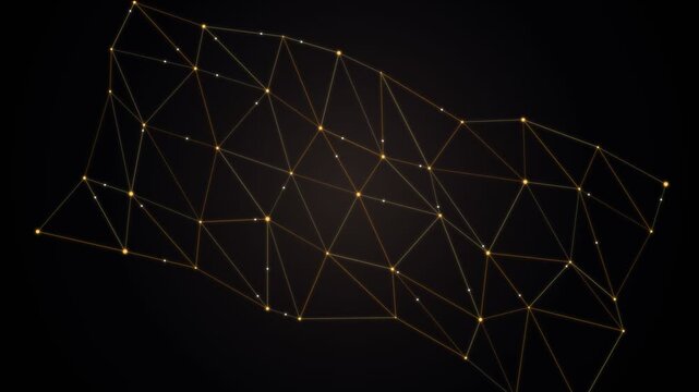 Mesh Glowing Digital Nodes Connected In Dark Abstract Network