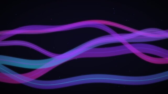 Ribbons Glowing Flowing Neon Curved Lines In Dark Abstract