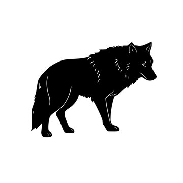 Wolf black line art set with isolated animal illustration featuring minimalist design, vector silhouette, and clean edges with sharp details