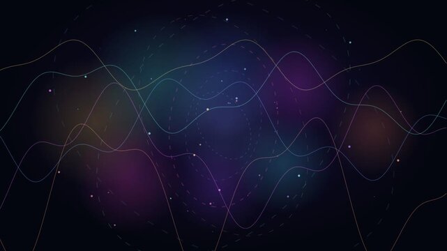 Nebula Clouds With Pastel Signal Waves And Distant Star Dots