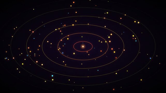 Planetary System Glowing Star Orbital Rings Space Background Loop