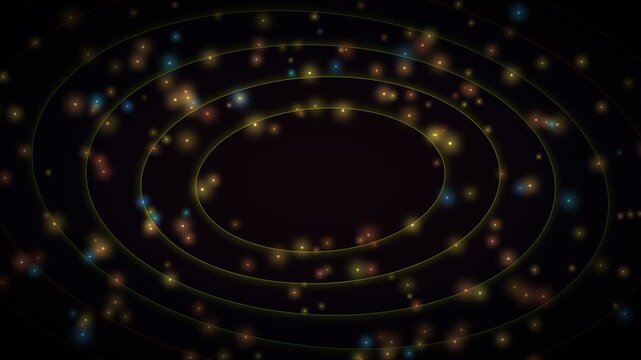 Orbit System Glowing Particles Cosmic Rings On Dark Space Background