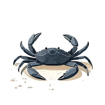 Detailed illustration of a dark mud crab with large claws isolated on a white background