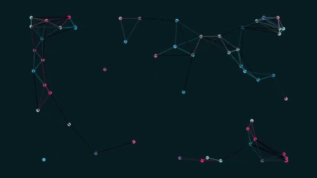 Abstract Network Nodes Visualizing Connections in Dim Dark Background