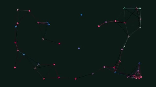 Dynamic Network Nodes Connecting in Dark Space with Glowing Dots and Lines