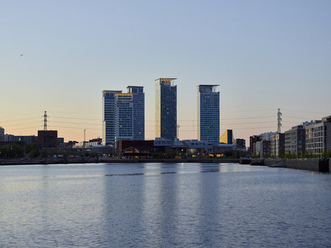kalasatama during blue hour in helsinki