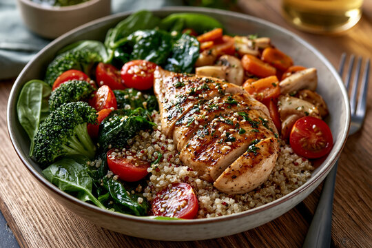 High-fiber balanced meal supporting blood glucose management and healthy nutrition for diabetes and insulin resistance.