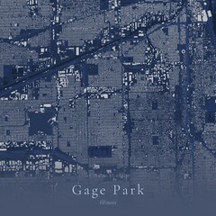 Obraz premium Blueprint Map of Gage Park, United States | Architectural Line Art Poster