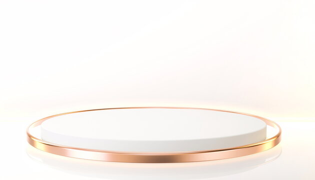 Elegant white podium with gold rim background エレガントな白と金の縁取りの表彰台背景