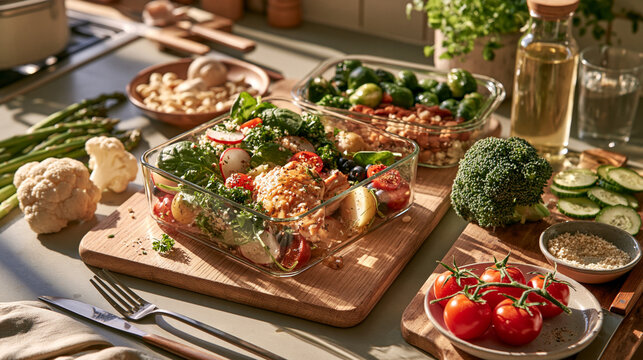 Modern kitchen promoting healthy eating habits, balanced meals and blood sugar management for diabetes and insulin resistance.