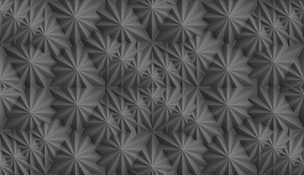 Seamless geometric relief pattern with faceted radial forms.