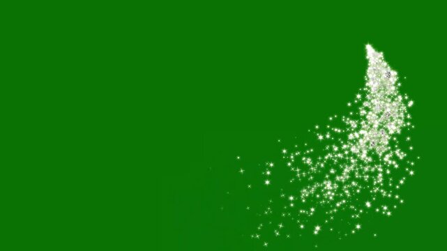 Glitter star magic dust trail, glowing doodle stars, white twinkling particles,Magic sparkles glitter line stars, shimmer effect .magic sparkles glitter line stars, green screen ,4k glitter