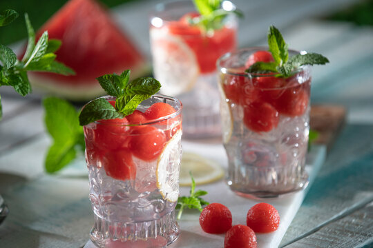 Watermelon mint spritzer refreshing summer mocktail drinks