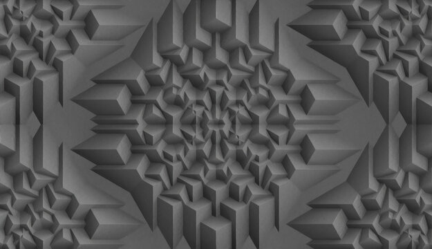 Seamless geometric relief pattern with architectural cubic forms.