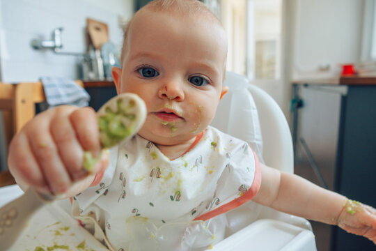 first messy solid food meals