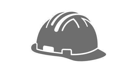 Fototapeta premium Gray construction hard hat safety icon on white background.
