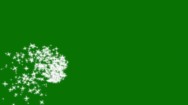 Magic sparkles glitter line stars, magic dust, pixie dust path, christmas stars isolated on a green screen, white twinkling particles animation, glitter line stars,4k video