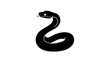 Fototapeta premium Black silhouette of a coiled snake on a white background