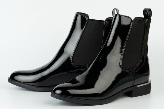 Casual black leather lady shoes