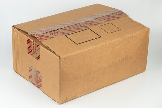 Cardboard box with tape for transportation