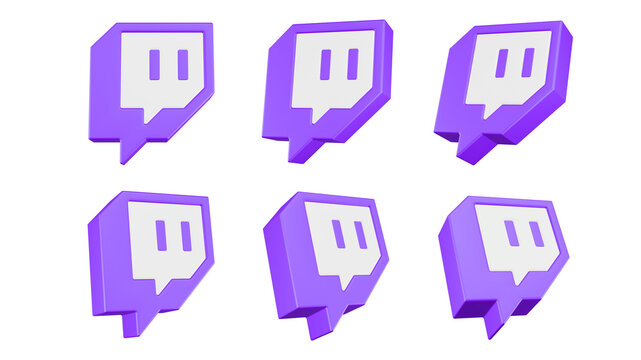 3D Twitch logo set icon symbol render