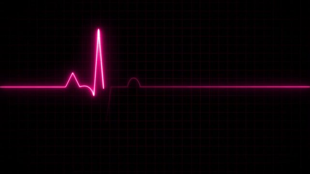 Glowing Heartbeat line icon animation. Electrocardiogram shows heart beat lines. Cardiogram, neon heart pulse animation. background. 4k video.