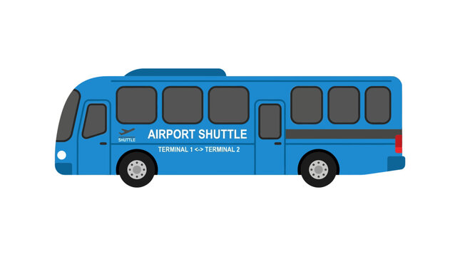 Blue Airport Shuttle Bus Isolated