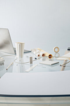 Stationary on glass table 