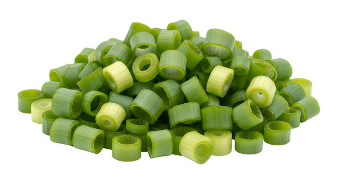 Fresh chopped green onions or spring onion slices piled up in a small heap