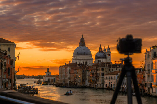 Photographing Venice sunrise From Accademia Bridge
